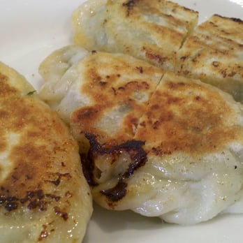 Luscious Dumplings - 010613: Dumplings Filled w/Chive, Pork, Egg, and Glass Noodle, Fried (closer)... - Noodles Near Me - Monrovia, California Luscious Dumplings - 010613: Dumplings Filled w/Chive, Pork, Egg, and Glass Noodle, Fried (closer)... - Noodles Near Me - Monrovia, California
