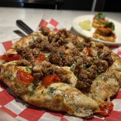 Mucci's Italian - The Camila - garlic butter, fried chicken, peppadew peppers, agrodolce and mozzarella.  Delicious.