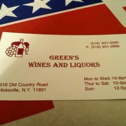 Green's Wines & Liquors - Green's Business Card