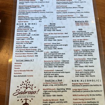 Sabroso! Mexican Kitchen - Drink menu - Mexican Near Me - Garden Grove, California Sabroso! Mexican Kitchen - Drink menu - Mexican Near Me - Garden Grove, California