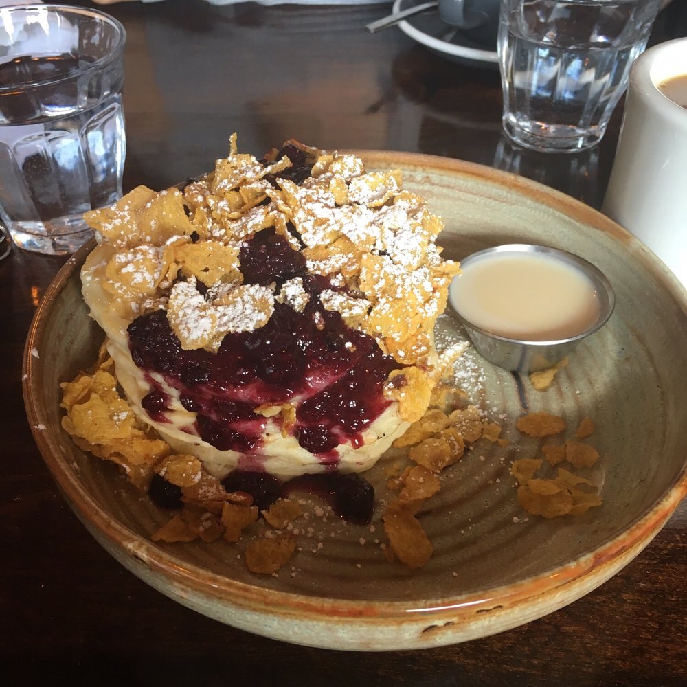 Alchemy Coffee - Buttermilk pancakes with blueberries and cereal - Coffee & Tea Near Me - Markham, Ontario Alchemy Coffee - Buttermilk pancakes with blueberries and cereal - Coffee & Tea Near Me - Markham, Ontario