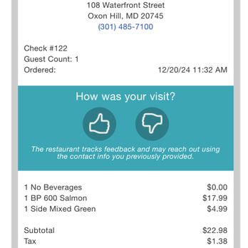 Silver Diner - Poor Visit. Incorrectly billed. As "Community Relations" even stated. - New American Near Me - National Harbor, Maryland