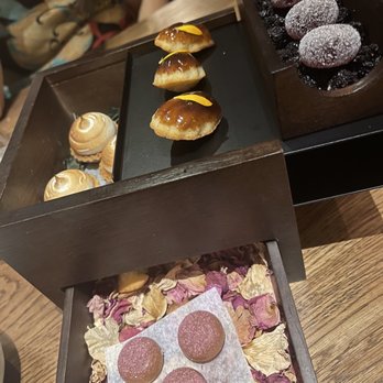 Aniar - Desserts in a multi tray compartment - rose, stout, cherry, woodruff... delicious ending - Irish Near Me - Galway, G Aniar - Desserts in a multi tray compartment - rose, stout, cherry, woodruff... delicious ending - Irish Near Me - Galway, G