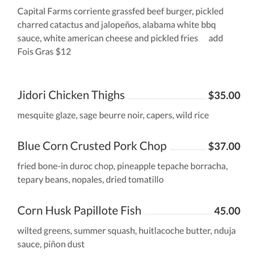 Main Course Menu