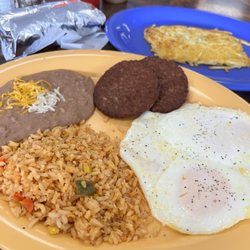 Los Reyes Mexican Food - Sausage & eggs, side of hash browns,flour tortillas. (must ask for them to be cooked separately, normally comes scrambled)