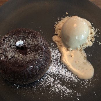 Perry St - Yummy: Molten Chocolate Cake with Salted Caramel Ice Cream - New American Near Me - New York, New York Perry St - Yummy: Molten Chocolate Cake with Salted Caramel Ice Cream - New American Near Me - New York, New York