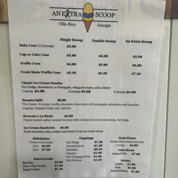 An Extra Scoop - Menu - Ice Cream & Frozen Yogurt Near Me - Villa Rica, Georgia An Extra Scoop - Menu - Ice Cream & Frozen Yogurt Near Me - Villa Rica, Georgia