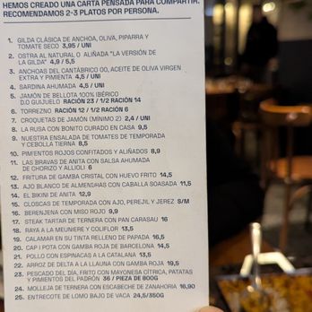 Bar Anita - The Menu - Spanish Near Me - Barcelona, B