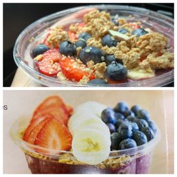 Top picture is my bowl. Bottom is menu picture. Not the same amount of fruit. Top picture is my bowl. Bottom is menu picture. Not the same amount of fruit.