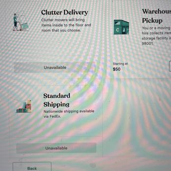 Clutter Moving & Storage - Seattle - "Nationwide Standard Shipping" unavailable. Customer service told me it was only "for selected customers." Which they don't mention at all. - Self Storage Near Me Clutter Moving & Storage - Seattle - "Nationwide Standard Shipping" unavailable. Customer service told me it was only "for selected customers." Which they don't mention at all. - Self Storage Near Me