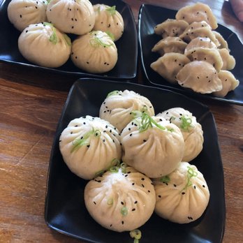 Bao Bao House - Bottom: 6 Shanghai Steamed Fried pork Bao Zi top left: 6 Shrimp Bao Zi top right: 10 Pork Fried Dumplings (pan fried) - Chinese Near Me - Eugene, Oregon