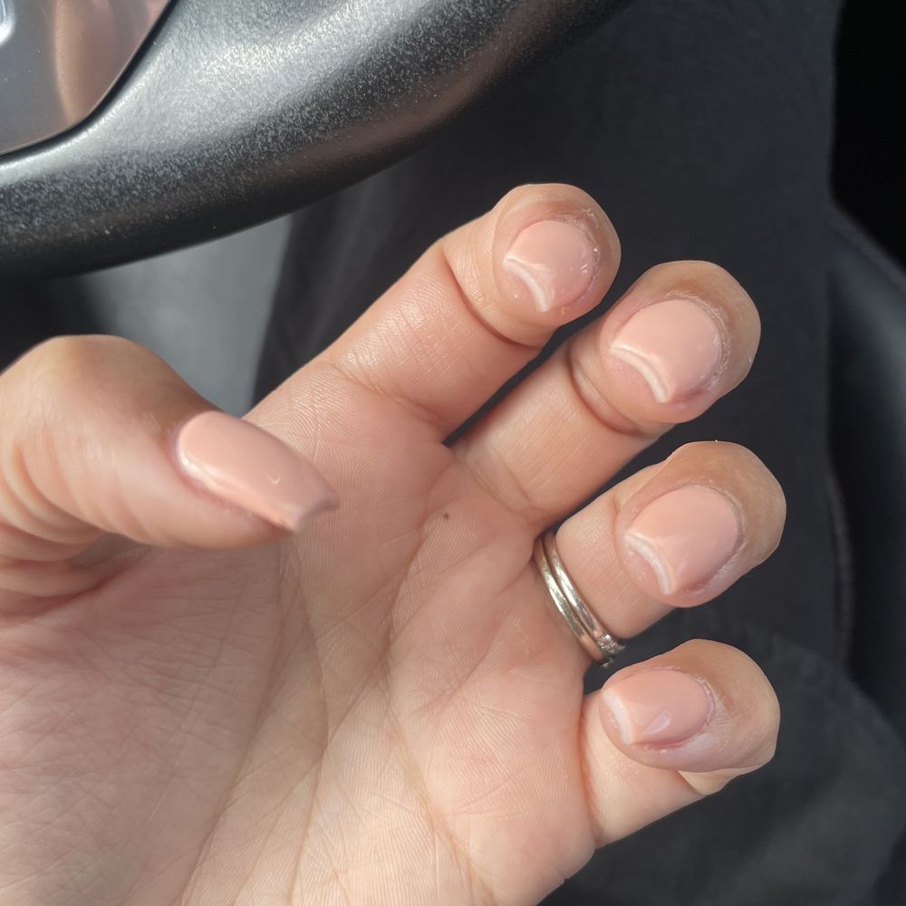 Nail Fever - Them "fixing" it. Half assed. No color at the ends of the tips and still too sharp. - Nail Salons Near Me - Antioch, California Nail Fever - Them "fixing" it. Half assed. No color at the ends of the tips and still too sharp. - Nail Salons Near Me - Antioch, California
