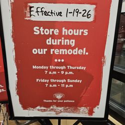 Hannaford Supermarkets - Store hours during remodel, effective 1/19/26 and as of March 2026