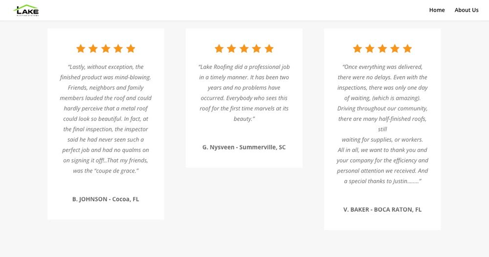 Slide of Lake Roofing Systems