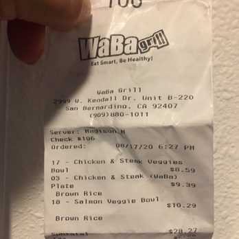 WaBa Grill - My order yesterday. Wished I took a picture of my sparse order. Made full meal order and got kids meal portions. - Fast Food Near Me - San Bernardino, California WaBa Grill - My order yesterday. Wished I took a picture of my sparse order. Made full meal order and got kids meal portions. - Fast Food Near Me - San Bernardino, California
