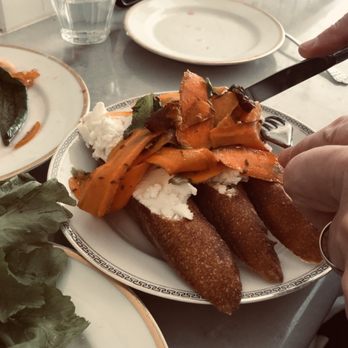Maurice - Sheep cheese tartine with a carrot garnish. - French Near Me - Portland, Oregon Maurice - Sheep cheese tartine with a carrot garnish. - French Near Me - Portland, Oregon