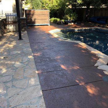 Natural Stone Clean And Seal With Stained Concrete Pool Deck Yelp
