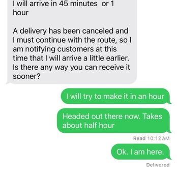 Mancini's Sleepworld - Concord - Text from rude delivery guy that didn't show for hours - Mattresses Near Me - Concord, California