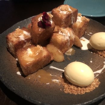 Sushisamba - A must try was the Honey Toast.A freshly baked Honey Brioche with poached Fuji apples and shii koji ice cream shaped like eggs. - Asian Fusion Near Me - Las Vegas, Nevada Sushisamba - A must try was the Honey Toast.A freshly baked Honey Brioche with poached Fuji apples and shii koji ice cream shaped like eggs. - Asian Fusion Near Me - Las Vegas, Nevada