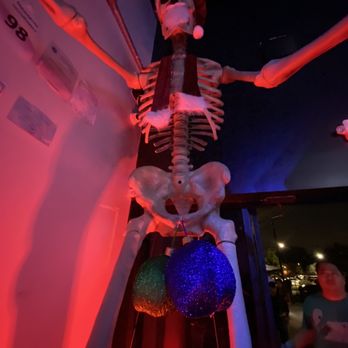 Tokyo Joe's Shot Bar - a skeleton hanging from the ceiling - Sports Bars Near Me - Houston, Texas Tokyo Joe's Shot Bar - a skeleton hanging from the ceiling - Sports Bars Near Me - Houston, Texas