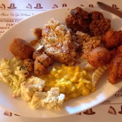 Chapman's Restaurant - Slaw, potato salad, liver, sweet potato, more dressing, more hushpuppies, chicken nugget and more corn