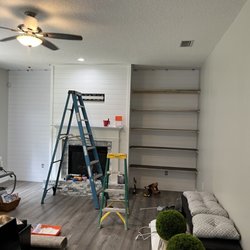 S&S Handyman - Shiplap wall, and building the floating shelves.