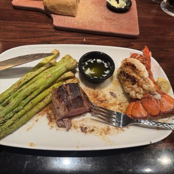 LongHorn Steakhouse - Petite fillet with a lobster tail and asparagus. - Steakhouses Near Me - West Chester, Ohio LongHorn Steakhouse - Petite fillet with a lobster tail and asparagus. - Steakhouses Near Me - West Chester, Ohio