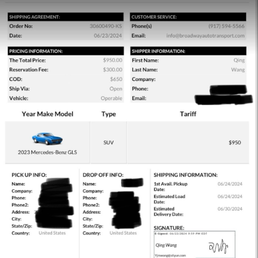 Original contract with agreed price of $950