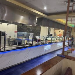 Hibachi & sushi area. Hibachi & sushi area.