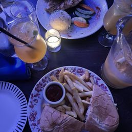 Pollo Wasakaka con Yuca Mash Chimi w/ French Fries Sangria Pollo Wasakaka con Yuca Mash Chimi w/ French Fries Sangria