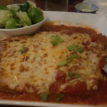 Nolan’s - Veal parm with side of Brussels sprouts - Seafood Near Me - Canandaigua, New York Nolan’s - Veal parm with side of Brussels sprouts - Seafood Near Me - Canandaigua, New York