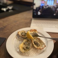 King Street Oyster Bar - Chargrilled oysters - shrivelled but way better Saturday night.