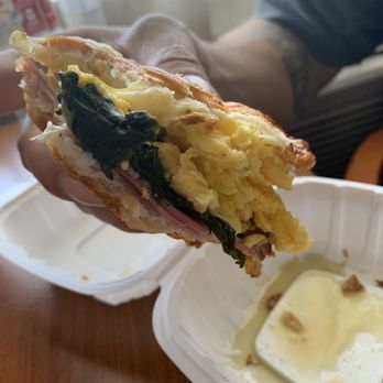 La Parisienne - Ham, spinach, scrambled egg and Swiss cheese croissant - Bakeries Near Me - Morro Bay, California