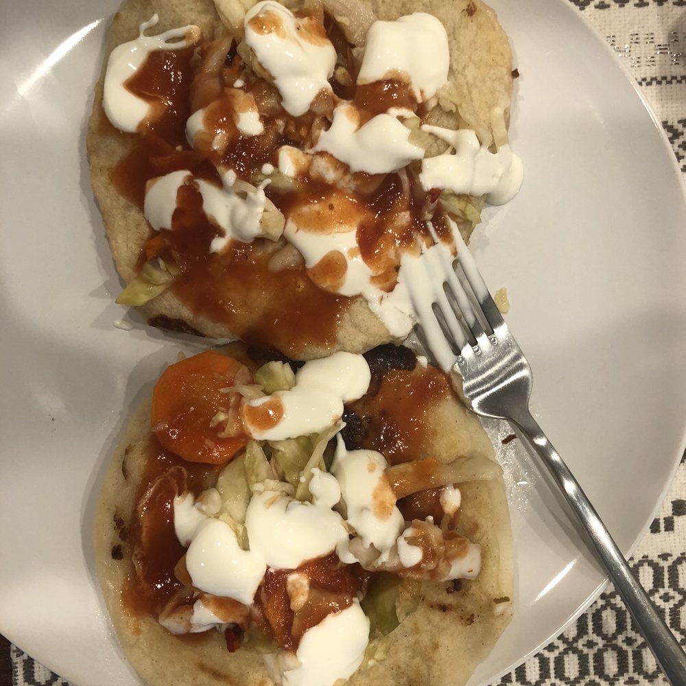 Same pupusas with the fixings Same pupusas with the fixings