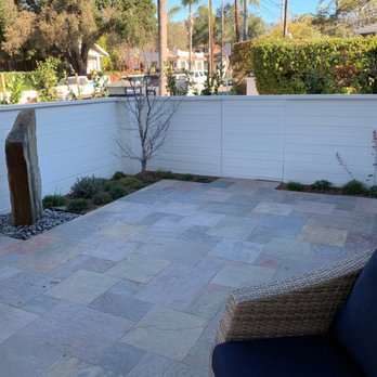 Cornerstone Landscapes - Slate tile, fountain, planting areas. - Landscaping Near Me - Goleta, California