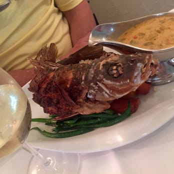 Chef Michael's - fresh caught local mangrove snapper with the most amazing Cajun crawfish butter cream sauce I've ever had! - Seafood Near Me - Islamorada, Florida