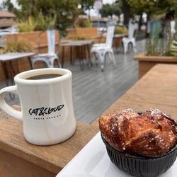 Cat & Cloud Coffee - Drip Coffee $1, Monkey bread, $8- how I budget as a teacher. Haha