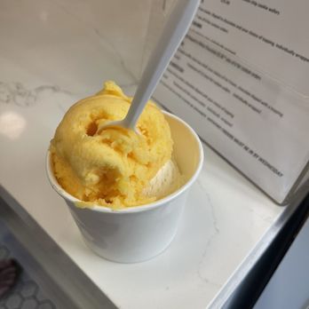 The Ice Cream Shop - mango sorbet on top & lychee (my favorite) on bottom - Ice Cream & Frozen Yogurt Near Me - Glendora, California