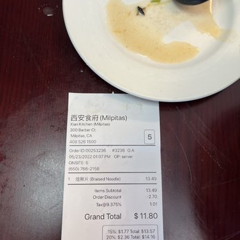 Xian Kitchen - A discount of $2.7 for a fly in my soup. - Chinese Near Me - Milpitas, California