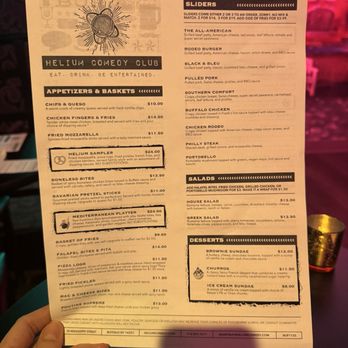 Helium Comedy Club / Elements Bar & Grille - Food menu - Comedy Clubs Near Me - Buffalo, New York