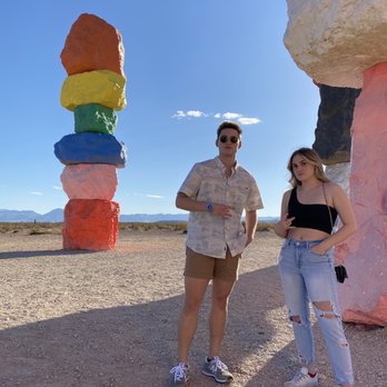 Seven Magic Mountains - My kids and the exhibit - Public Art Near Me - Las Vegas, Nevada