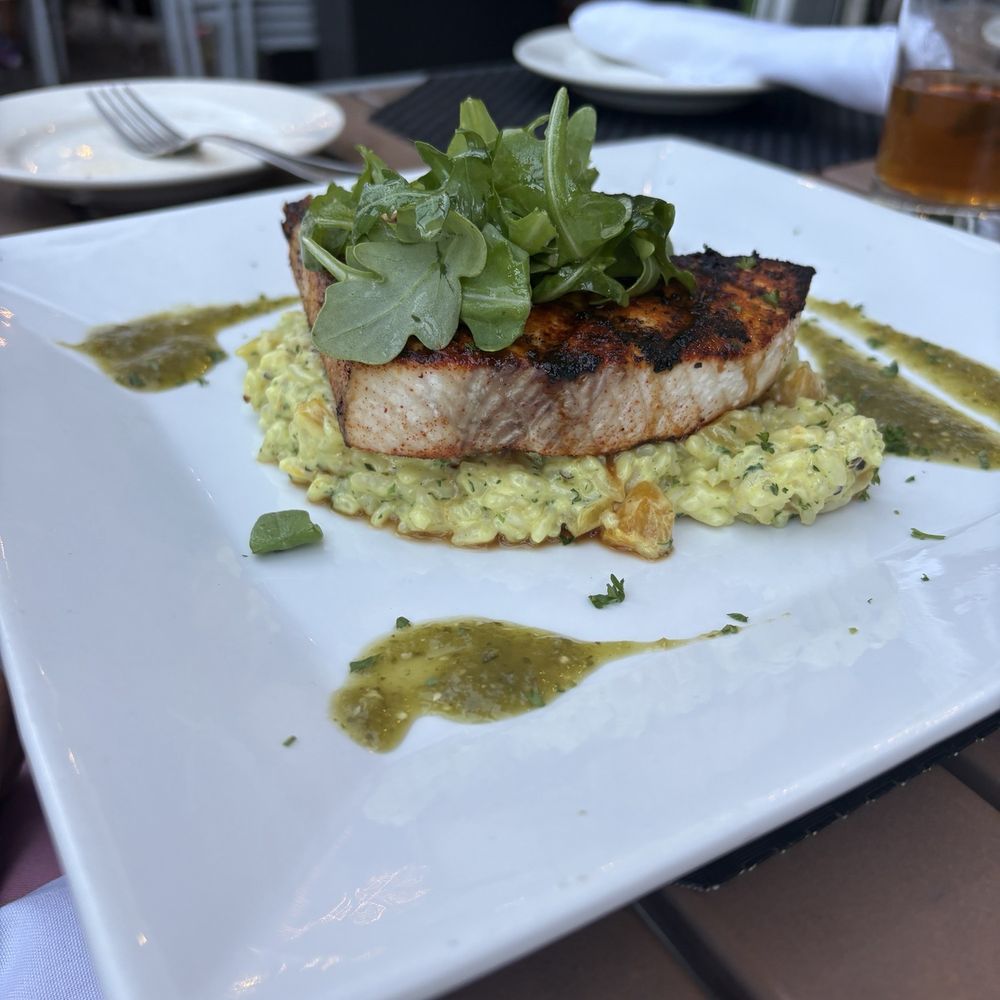 Ampersea - Grilled swordfish and peach risotto. - New American Near Me - Baltimore, Maryland Ampersea - Grilled swordfish and peach risotto. - New American Near Me - Baltimore, Maryland