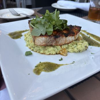 Ampersea - Grilled swordfish and peach risotto. - New American Near Me - Baltimore, Maryland