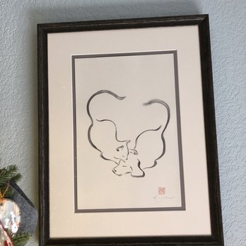 Striving Artists Framing and Art Services - Museum quality glass with picture floated over grey mat, distressing in frame matches brush strokes in painting - perfect Boris pick! - Framing Near Me - Chatsworth, California