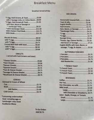 Menu photo 8 Pay’s Cafe Billings, MT