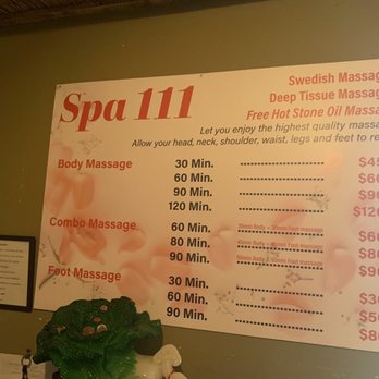 Spa 111 Massage - Menu of services - Massage Near Me - Palm Desert, California
