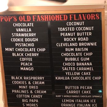 Pop’s Old Fashioned Ice Cream - Flavor menu - Ice Cream & Frozen Yogurt Near Me - Alexandria, Virginia Pop’s Old Fashioned Ice Cream - Flavor menu - Ice Cream & Frozen Yogurt Near Me - Alexandria, Virginia