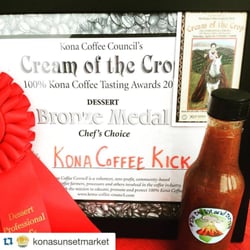 We won the Bronze Medal at the Cream of the Crop Coffee Festival with our "Kona Coffee Kick" hot sauce!