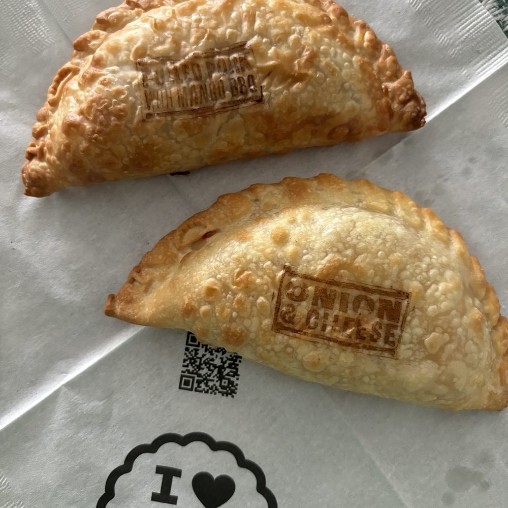 Onion & Cheese Empanada and Pulled Pork with Mango BBQ Empanada