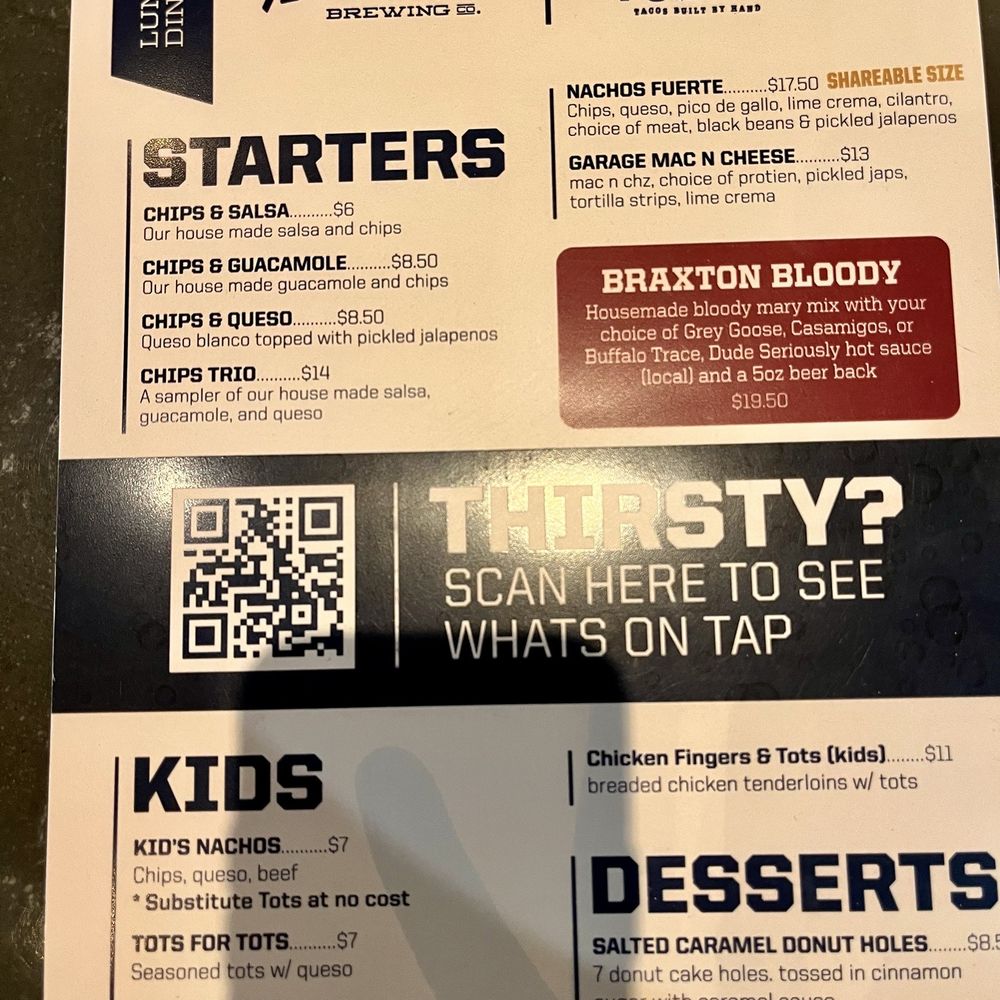 Braxton Brewing Company CVG - Menu as of June 2024 - Brewpubs Near Me - Hebron, Kentucky